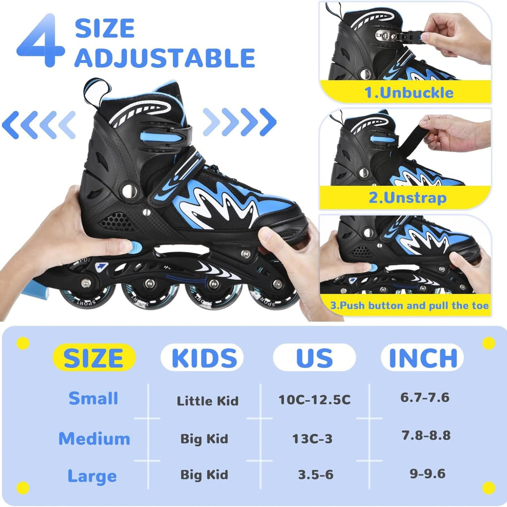 H28 - TOMSHOO Kids Inline Skates with Full Light Up Wheels