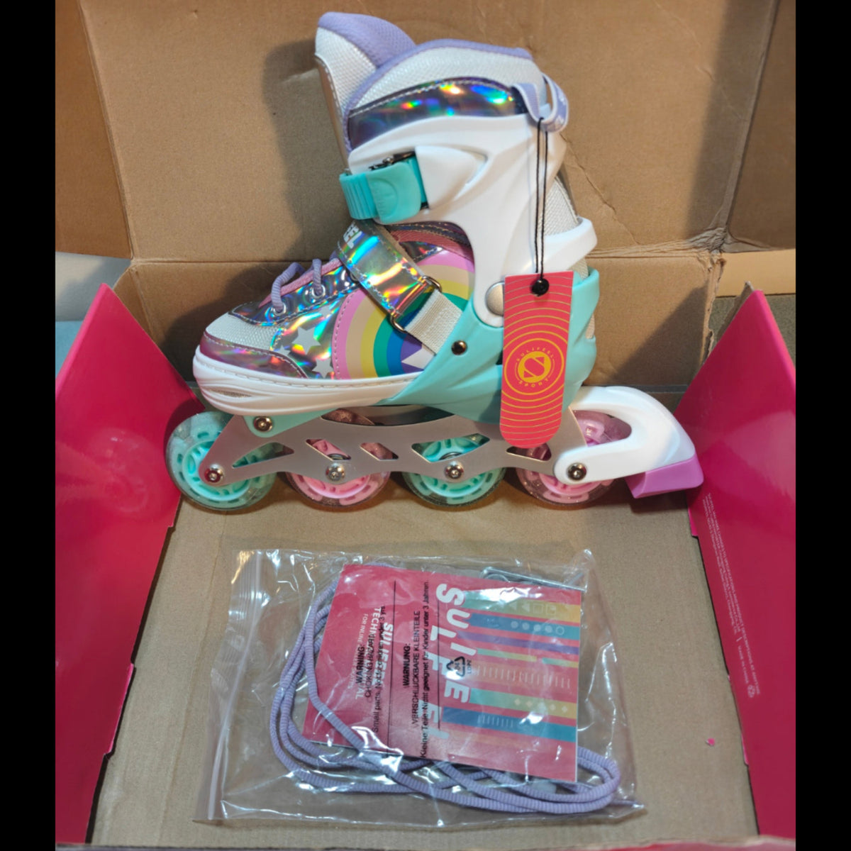 H29 - SULIFEEL Rainbow Unicorn Adjustable Inline Skates for Girls for Kids