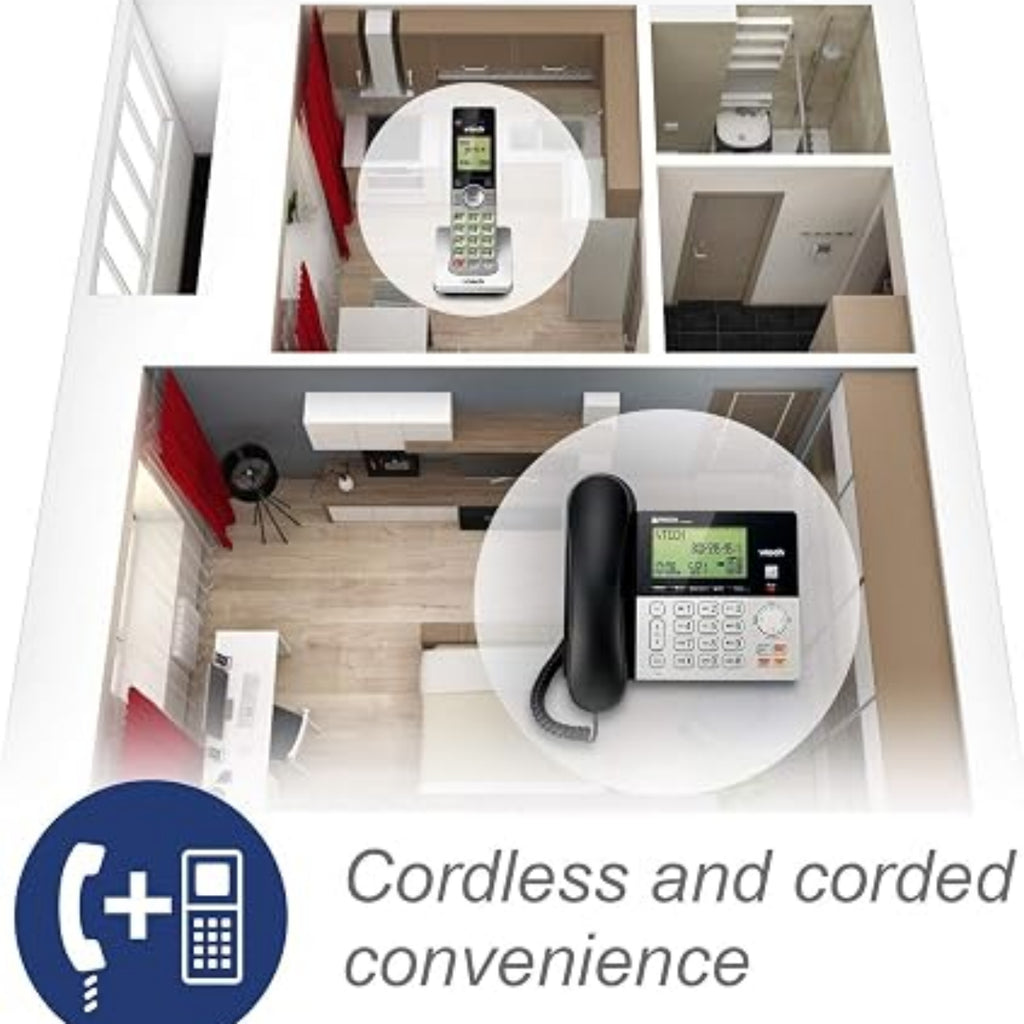 H3 - VTech CS6949-2 DECT 6.0 Corded/2-Cordless Telephone System, Black/Silver
