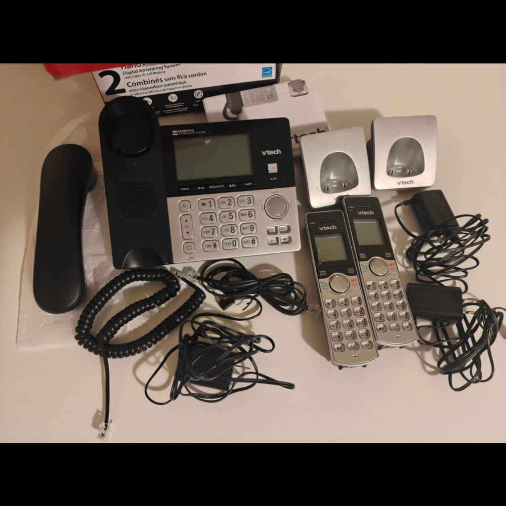 H3 - VTech CS6949-2 DECT 6.0 Corded/2-Cordless Telephone System, Black/Silver