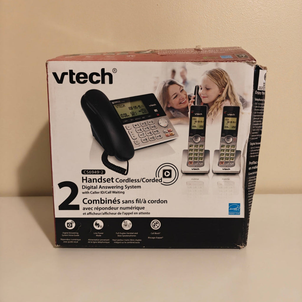 H3 - VTech CS6949-2 DECT 6.0 Corded/2-Cordless Telephone System, Black/Silver
