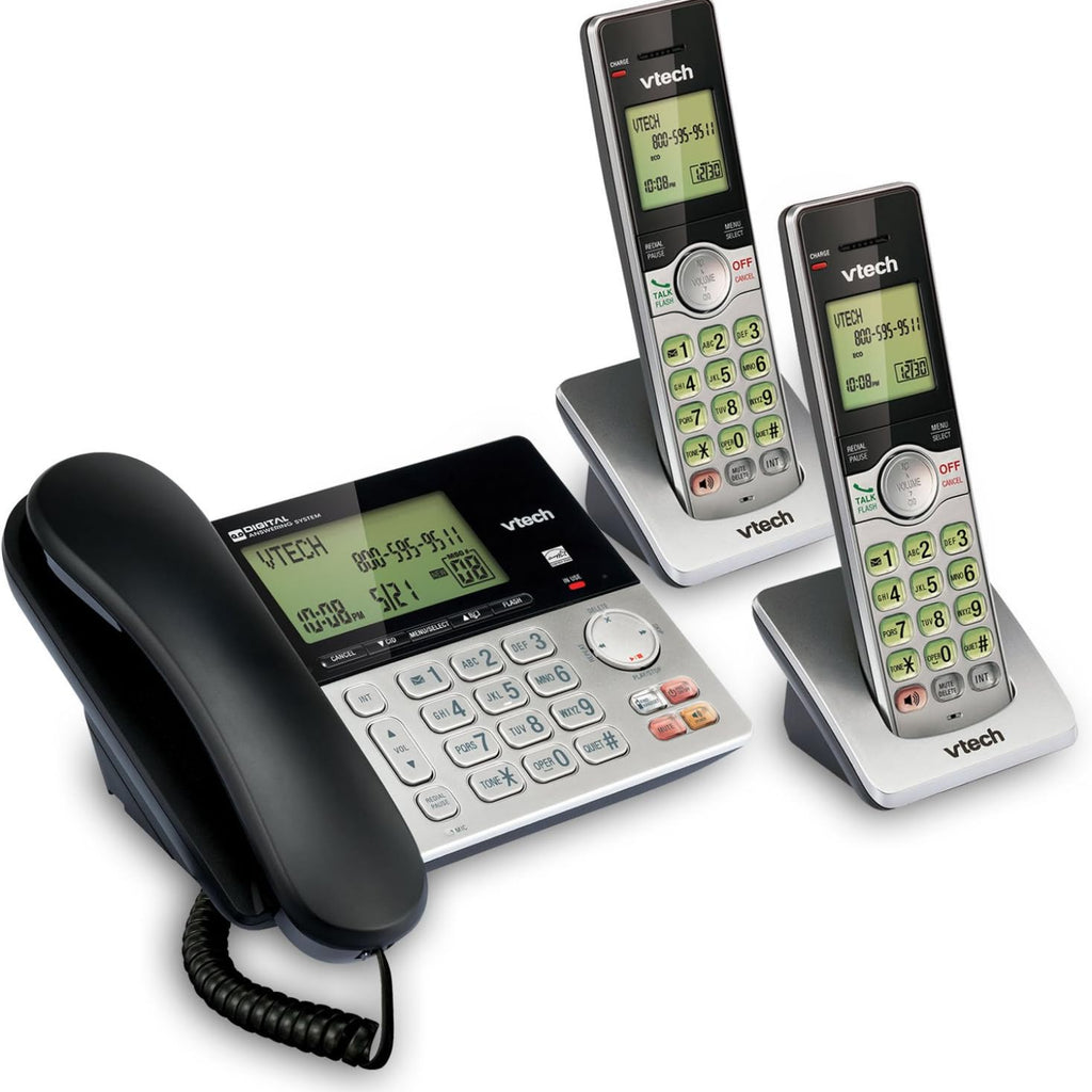 H3 - VTech CS6949-2 DECT 6.0 Corded/2-Cordless Telephone System, Black/Silver