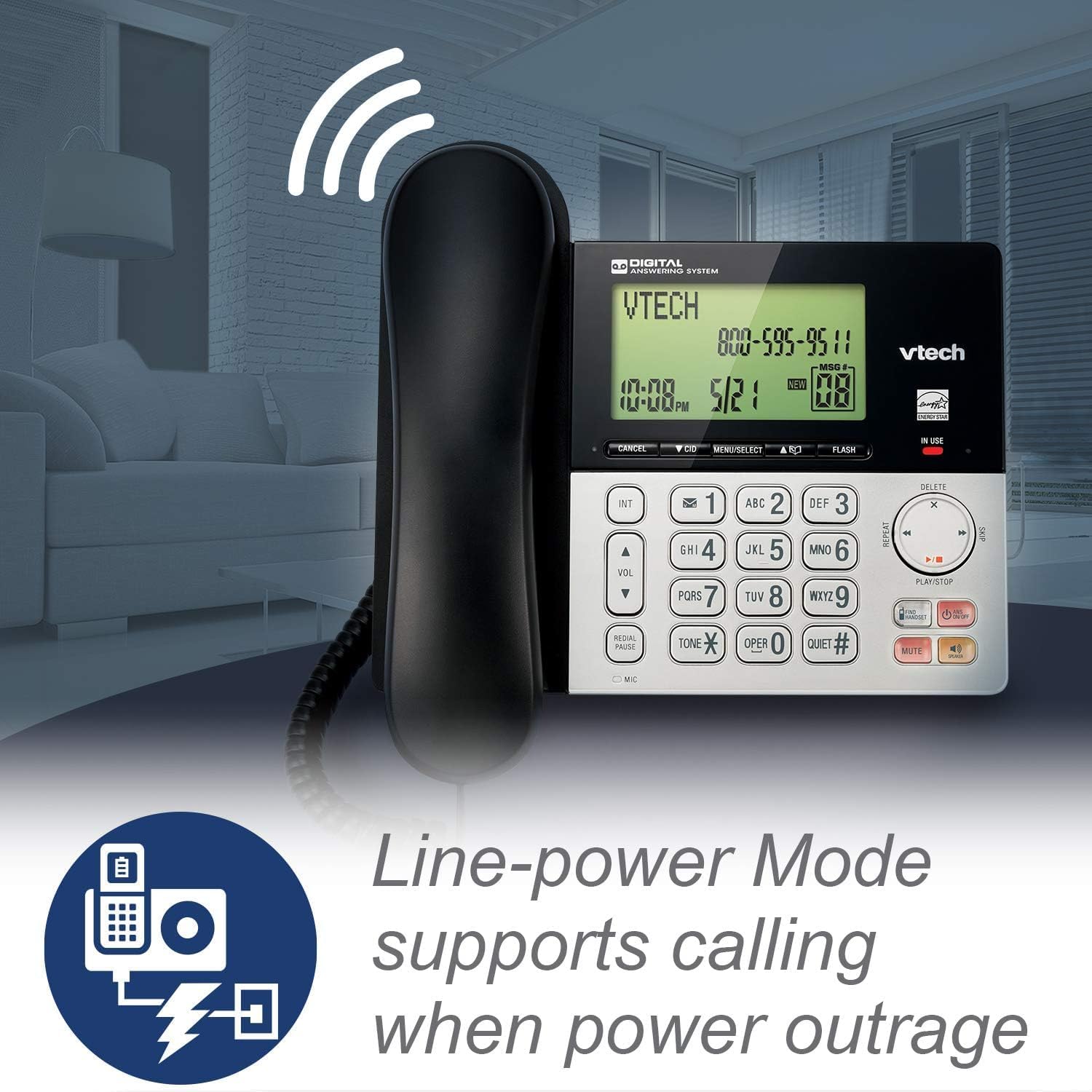 H3 - VTech CS6949-2 DECT 6.0 Corded/2-Cordless Telephone System, Black/Silver