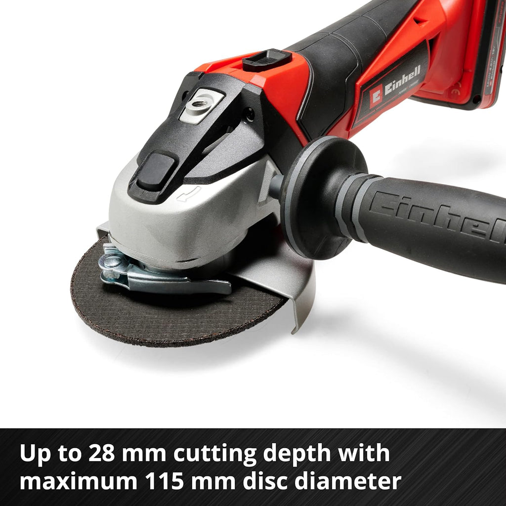 H7 - Einhell 4431122 Cordless 4-1/2" Angle Grinder TE-AG 18/115 Li-Solo Power X-Change (18V, 4-1/2" disc diameter, 1.1" cutting depth, soft start, without cutting disc.