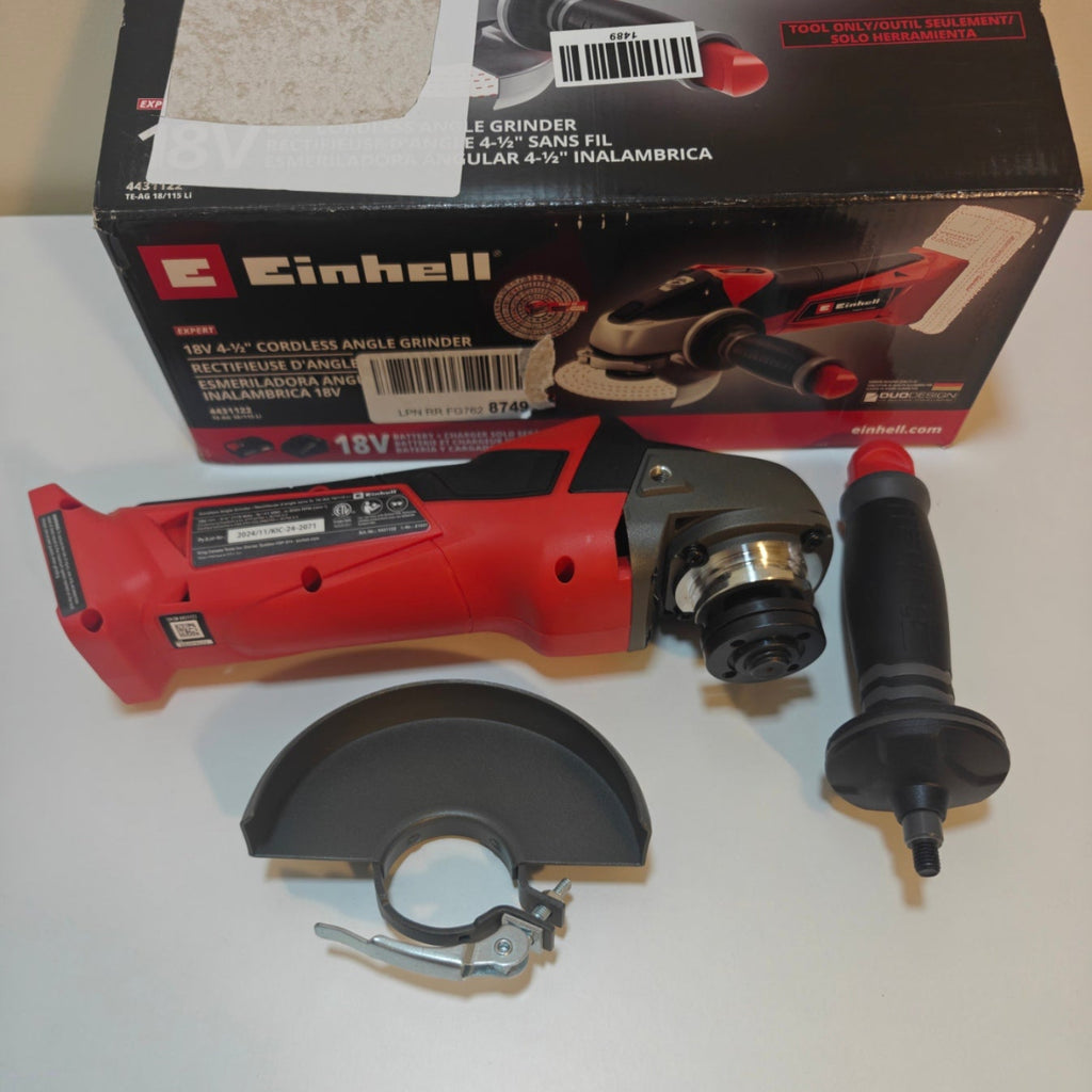H7 - Einhell 4431122 Cordless 4-1/2" Angle Grinder TE-AG 18/115 Li-Solo Power X-Change (18V, 4-1/2" disc diameter, 1.1" cutting depth, soft start, without cutting disc.