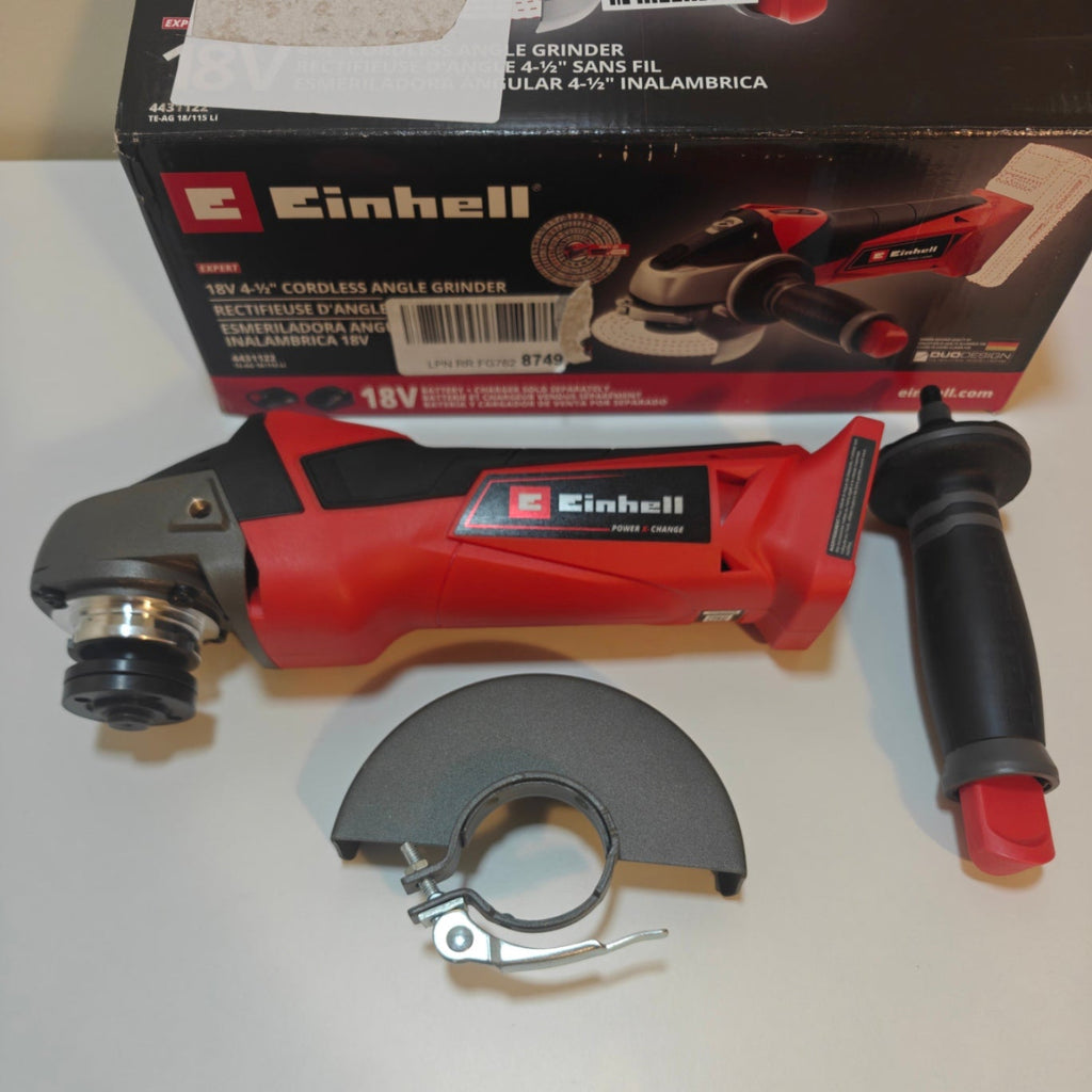 H7 - Einhell 4431122 Cordless 4-1/2" Angle Grinder TE-AG 18/115 Li-Solo Power X-Change (18V, 4-1/2" disc diameter, 1.1" cutting depth, soft start, without cutting disc.