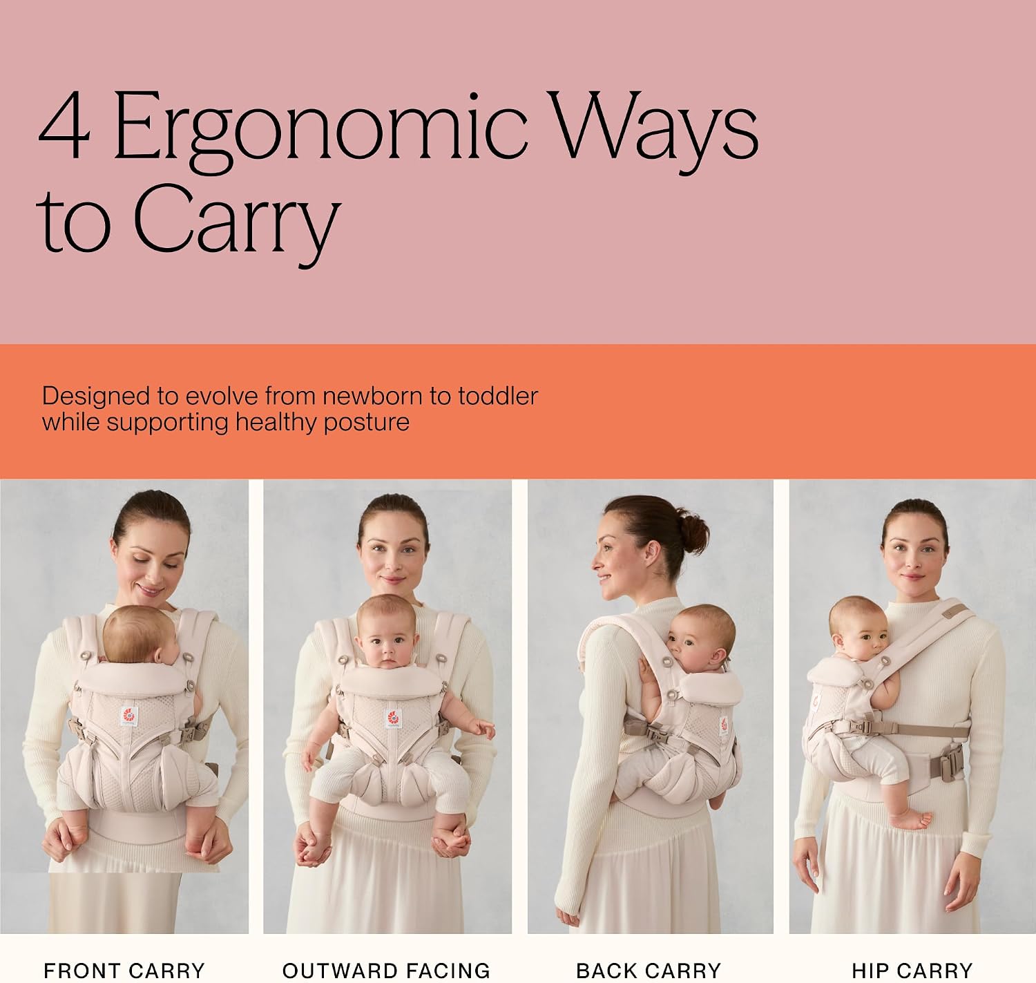 H9 - Ergobaby Omni Classic Baby Carrier for Newborn to Toddlers 0-48 Months | 4-Position 100% Premium Cotton Baby Carrier with Ergonomic Support, Fits 7-45 lbs, Pure Black