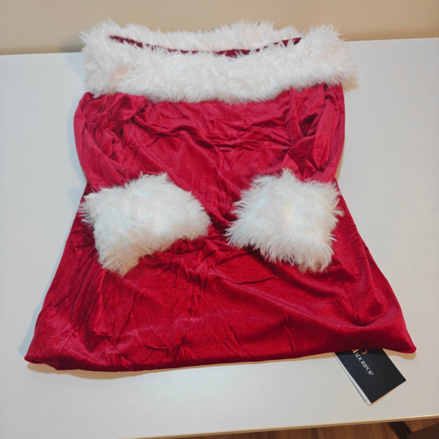 C11 - Christmas Party Sexy Dresses- Women Off The Shoulder Long Sleeve Fur Trim Velvet Ruched Bodycon Club Mini Dress