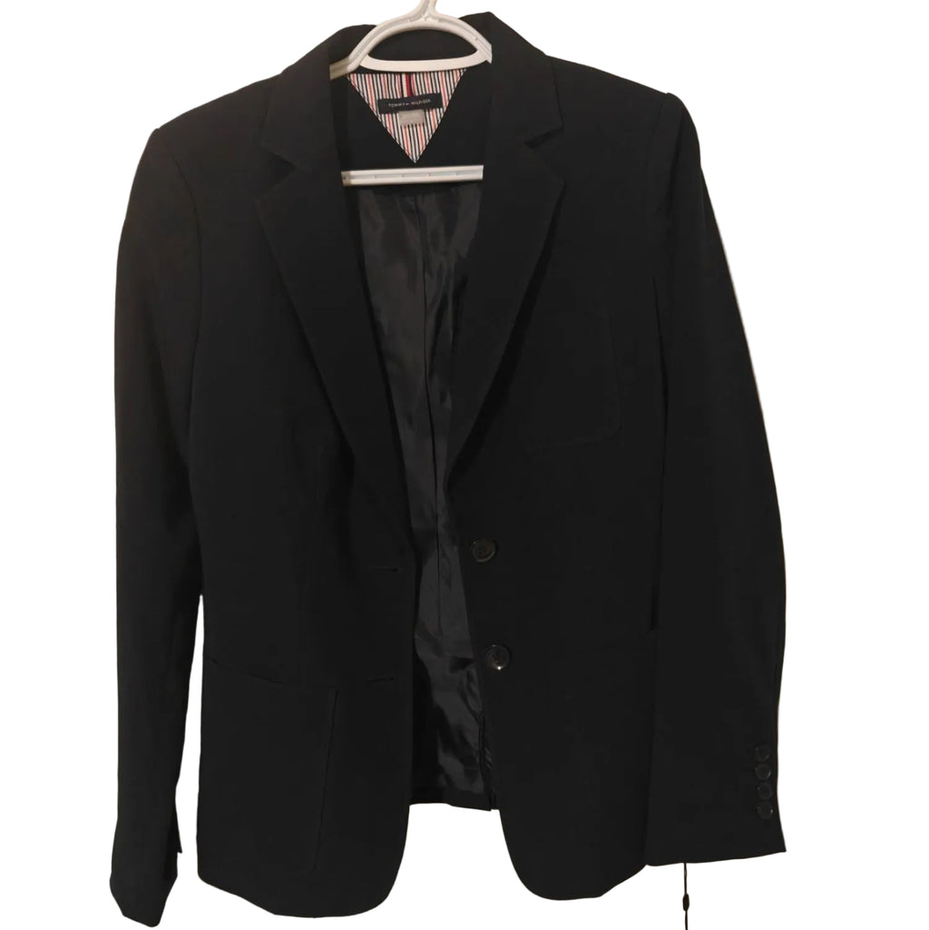 C16 - TOMMY HILFIGER WOMEN'S NOTCHED-COLLAR DOUBLE-BUTTON BLAZER - BLUE - 4
