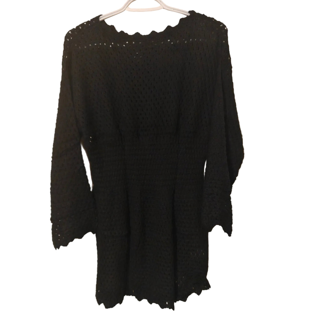 C17 - AiMgFUN Womens Swim Crochet Cover up Long Sleeve Bathing Suit Beach Dress Summer Swimwear Coverups