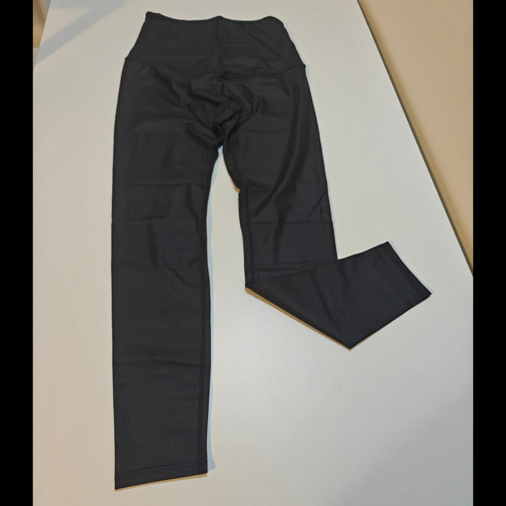 C22 - HOFISH Faux Leather Leggings Over The Belly High Waist Yoga Pants Workout Leggings Comfy Tights 2Pack Black Small