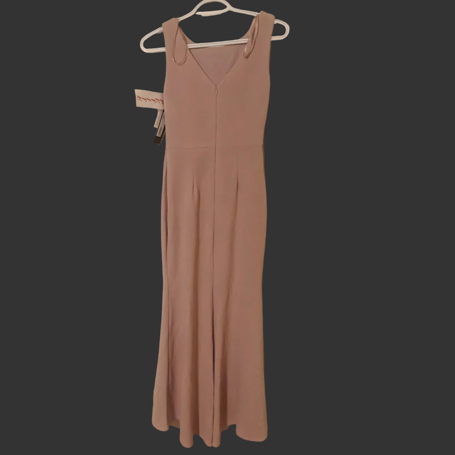 C22 - Betsy & Adam Women's Long Sleeveless Boat Neck Ruffle Side Slit Scuba Crepe Gown