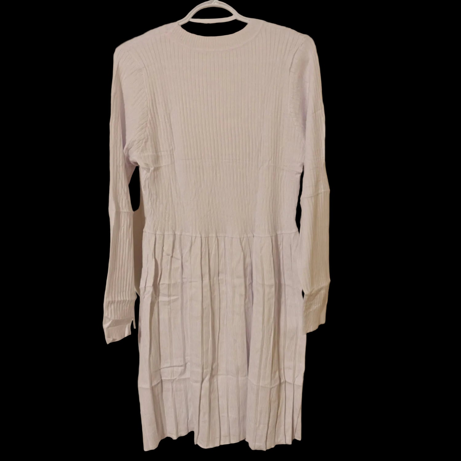 C24 - Jayscreate Women's Business Casual Sweater Dress Fall Winter High Waist Long Sleeve Crew Neck Pleated Dress