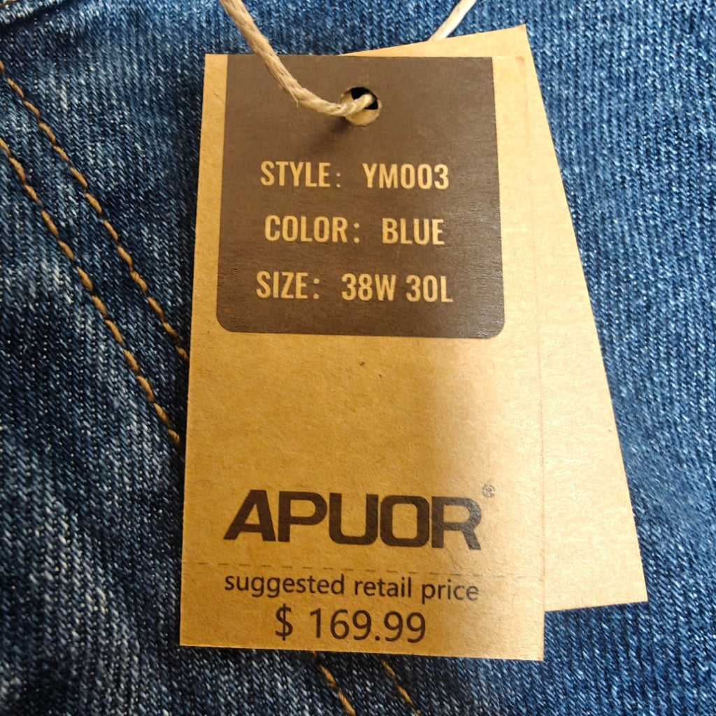 C31 - APUOR Men's Classic Relaxed Fit Flex Jeans Straight Loose fit Jeans