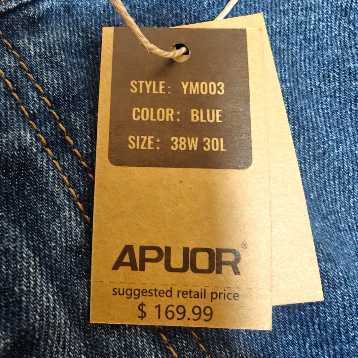 C31 - APUOR Men's Classic Relaxed Fit Flex Jeans Straight Loose fit Jeans