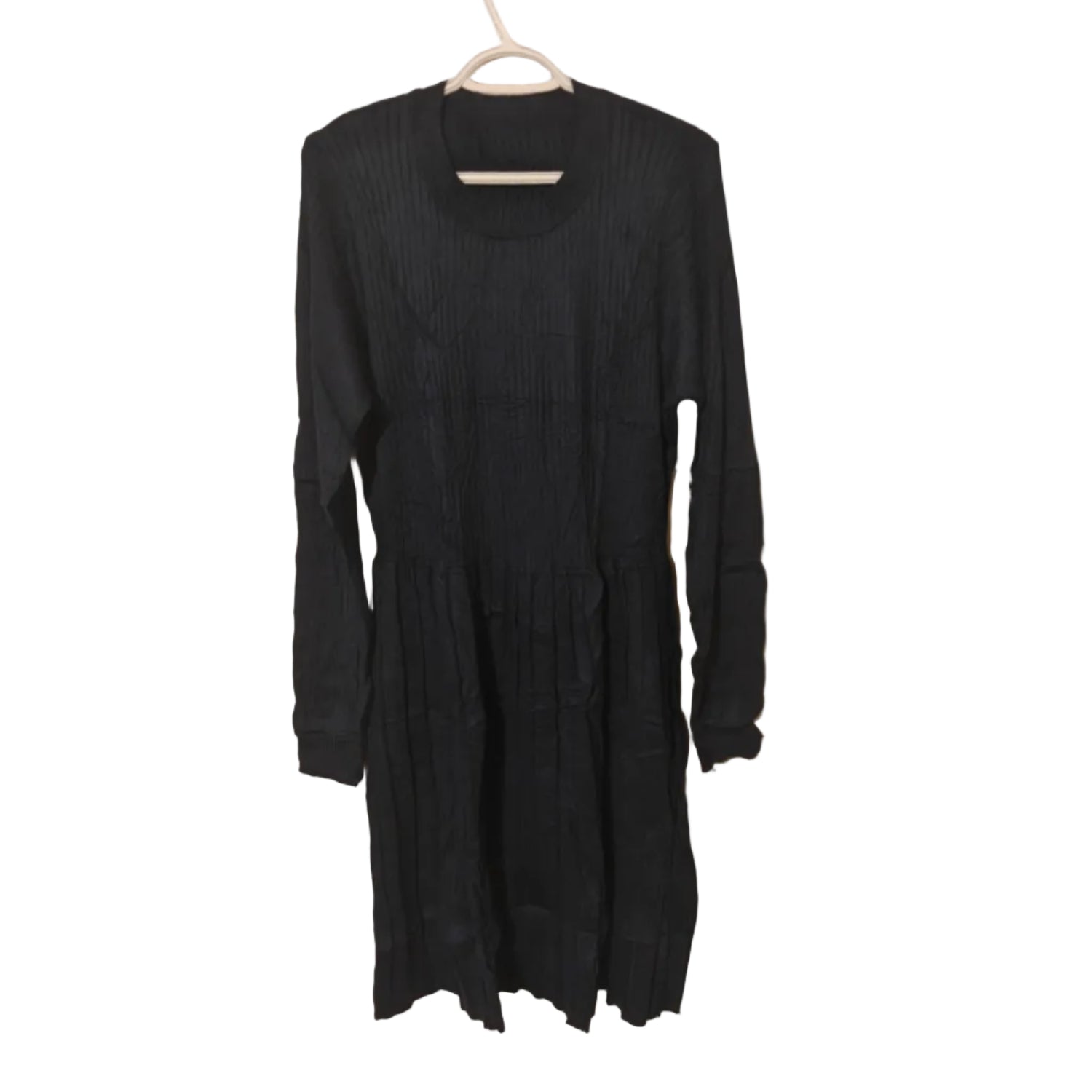 C36 - JAYSCREATE WOMEN'S BUSINESS CASUAL SWEATER DRESS FALL WINTER HIGH WAIST LONG SLEEVE CREW NECK PLEATED DRESS BLUE