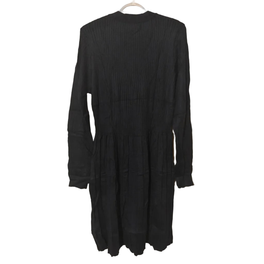 C36 - JAYSCREATE WOMEN'S BUSINESS CASUAL SWEATER DRESS FALL WINTER HIGH WAIST LONG SLEEVE CREW NECK PLEATED DRESS BLUE