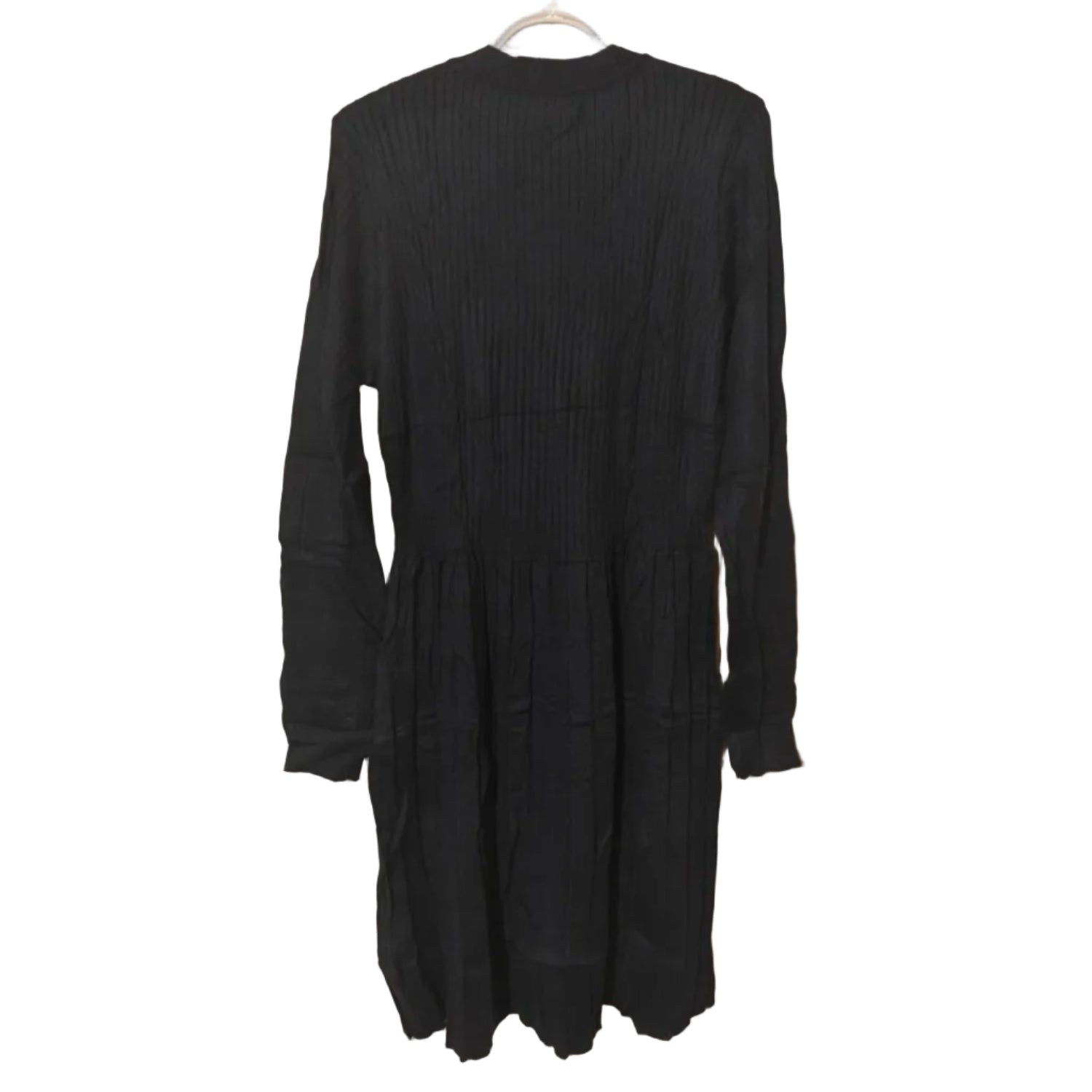 C36 - JAYSCREATE WOMEN'S BUSINESS CASUAL SWEATER DRESS FALL WINTER HIGH WAIST LONG SLEEVE CREW NECK PLEATED DRESS BLUE