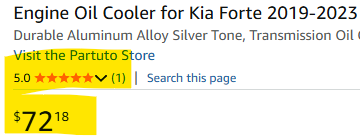 A59 - Partuto Engine Oil Cooler for Kia Forte 2019-2023
